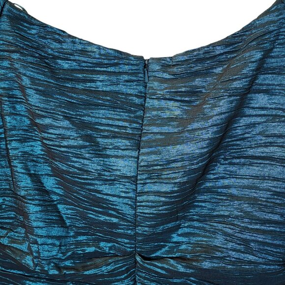 Alex Evenings Size 12 Teal Green Ruched Cocktail Dress Beaded Shoulders EUC - Picture 10 of 10